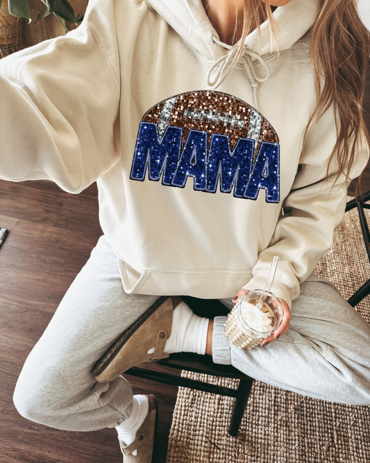 Mama Blue Glitter Football