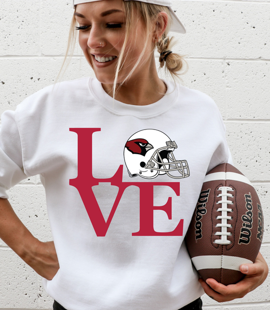 Love with Arizona cardinals helmet - red letters