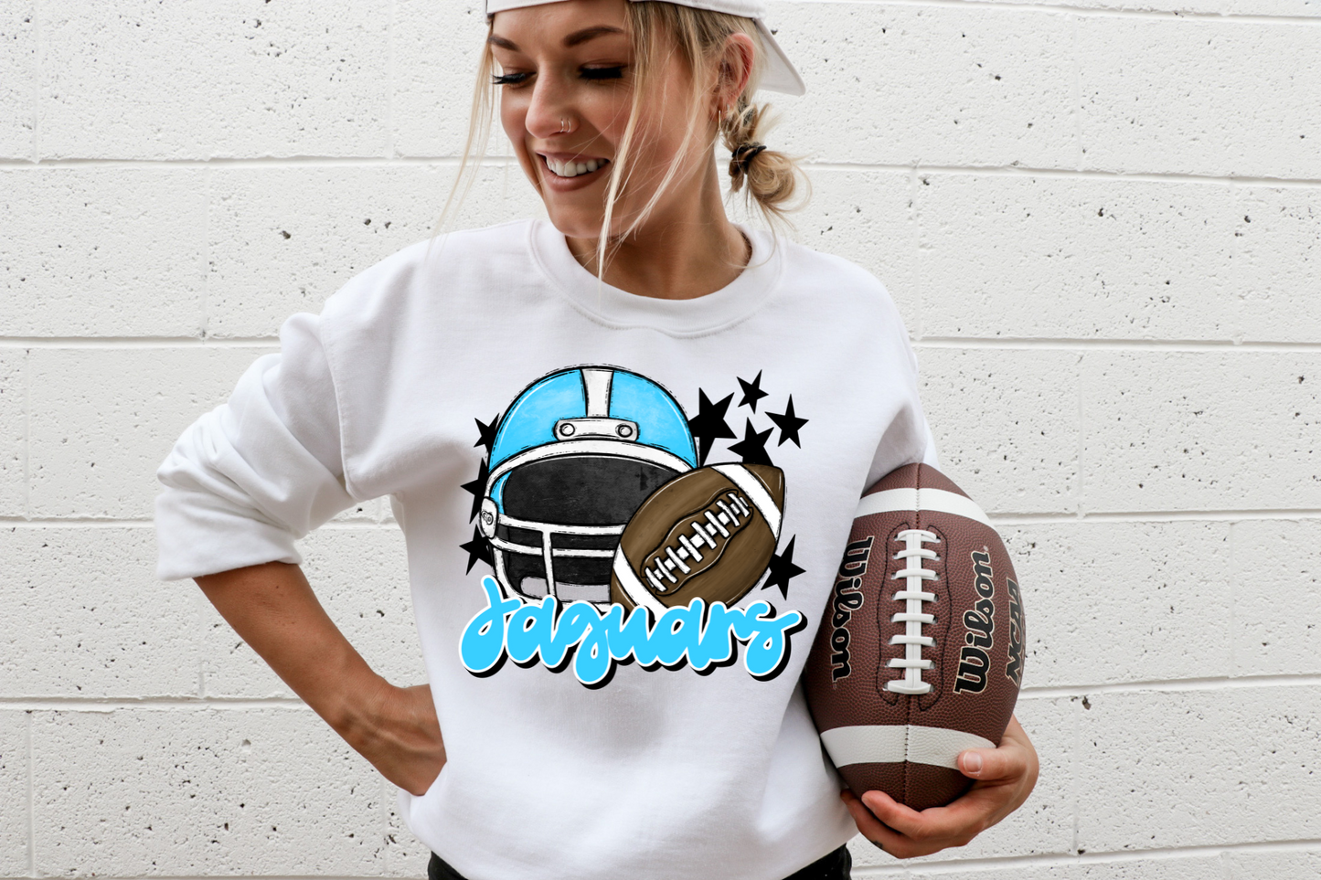 Jaguars with helmet- baby blue letters & helmet