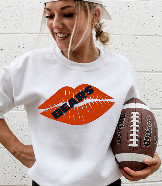 Bears across orange lips