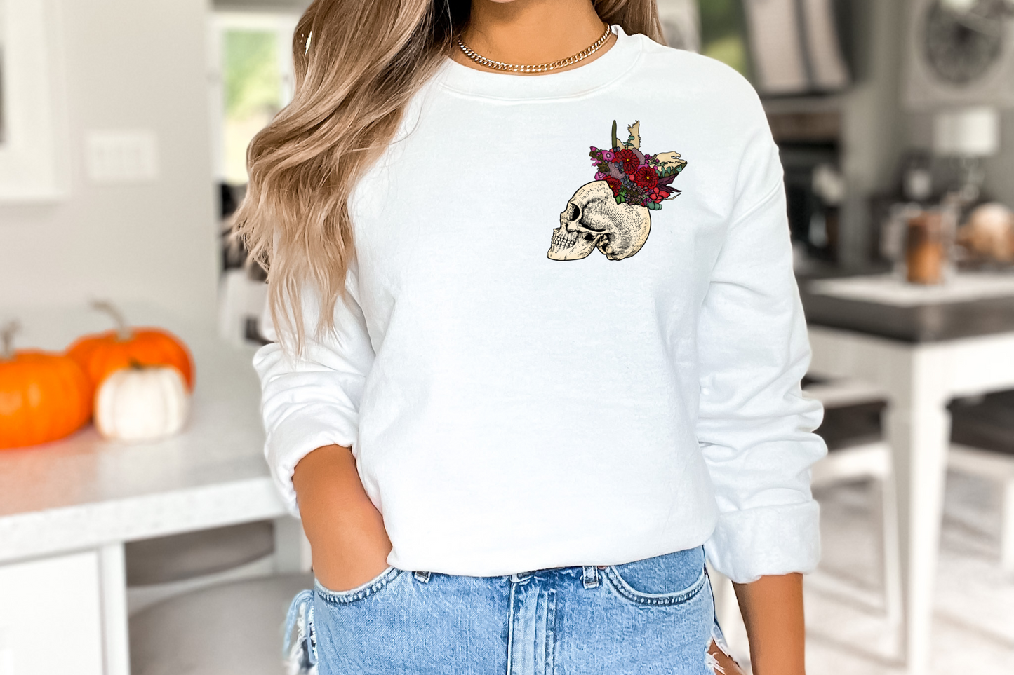Skull with bouquet - pocket