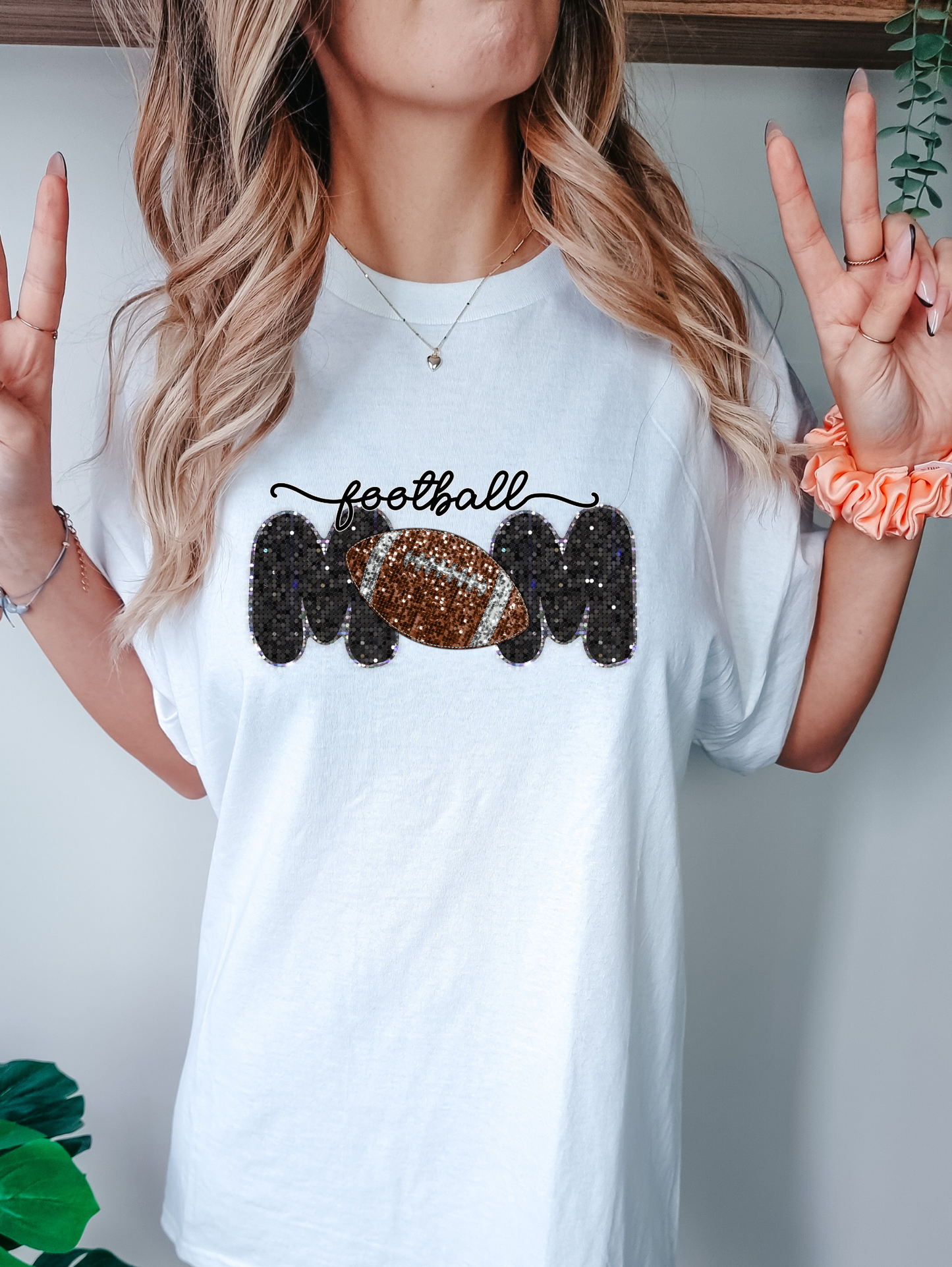 Football mom - faux sequin and black