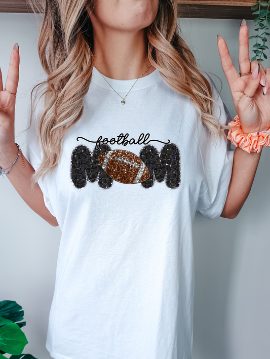 Football mom - faux sequin and black