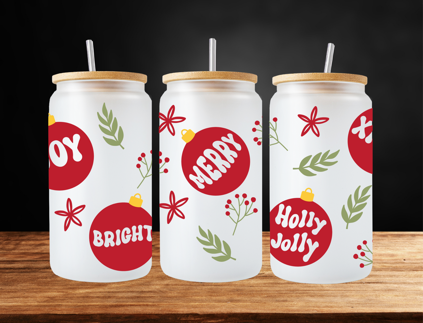 Joy Merry Bright Ornaments - UV Libby Wrap