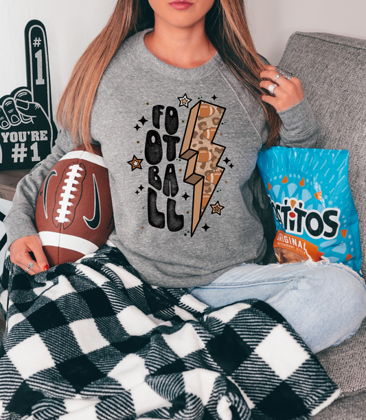 Football with cheetah print lightning and sparkle