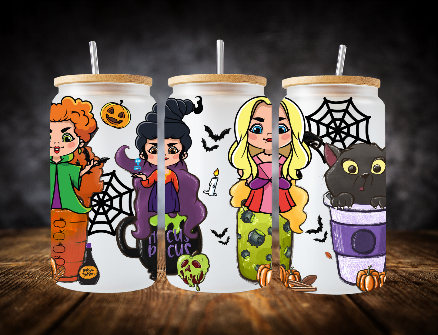 Hocus pocus witches sitting in cups - UV Libby Wrap