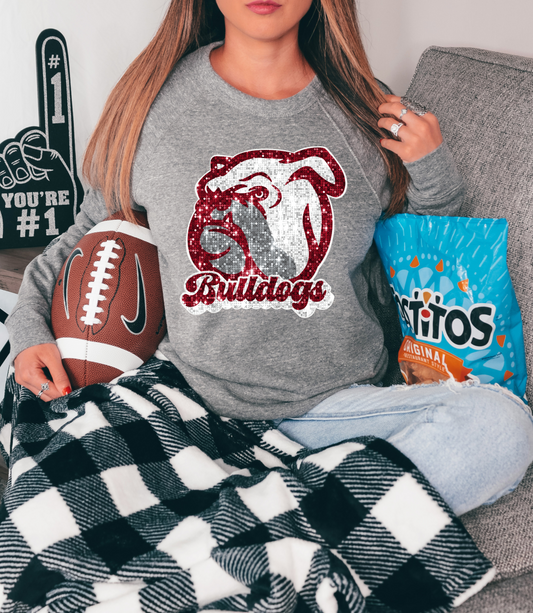 Bulldogs, sequin - mascot red & white
