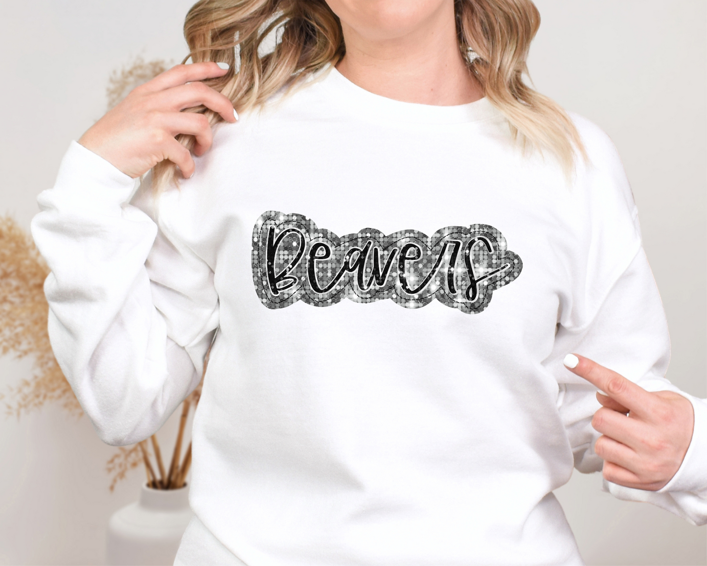 Beavers, sequin - silver and black