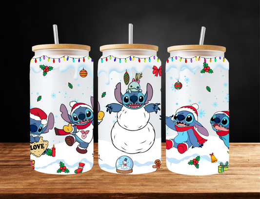 Stitch Snowman Christmas Collage - UV Libby Wrap