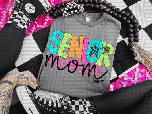 SENIOR MOM COLORFUL STARS CHECKERS