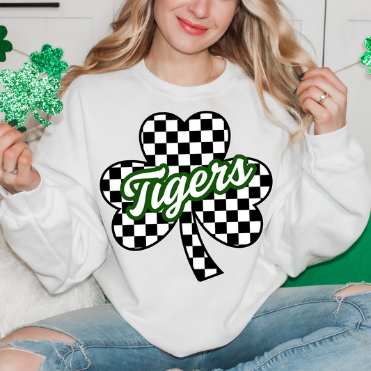Tigers Four Leaf Clover Black And White