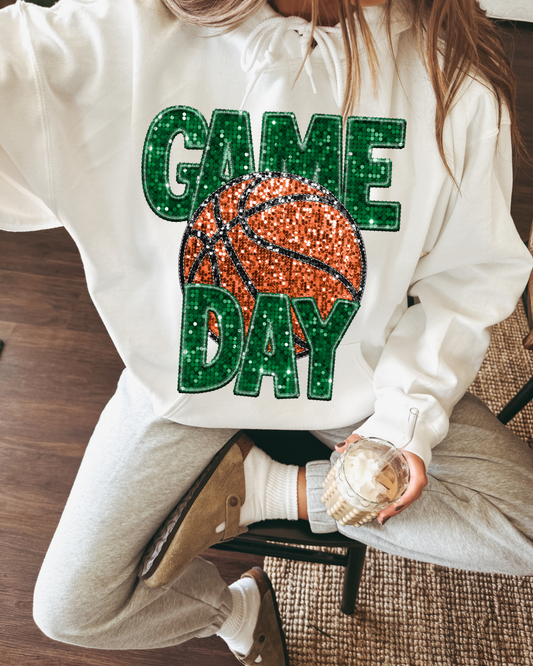 Game Time Basketball Green Glitter