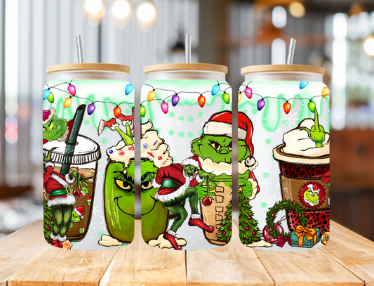 Grinch Drinks Collage Christmas Lights - UV Libby Wrap