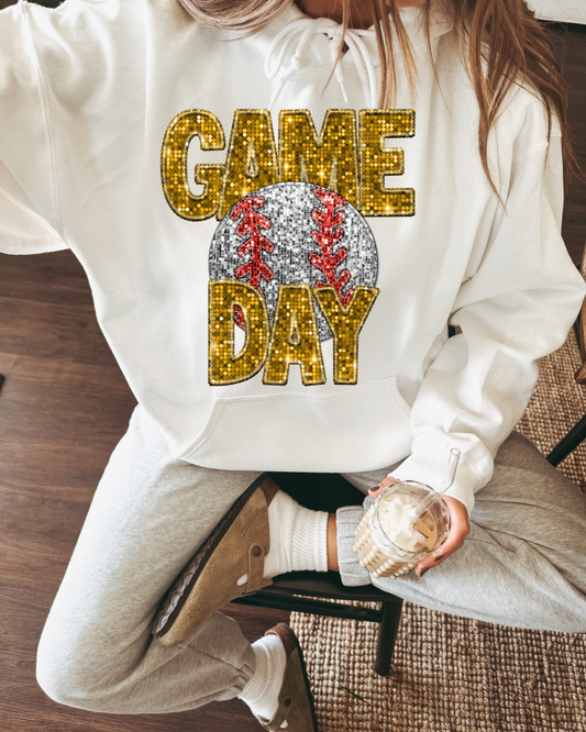Game Day Baseball Gold Glitter
