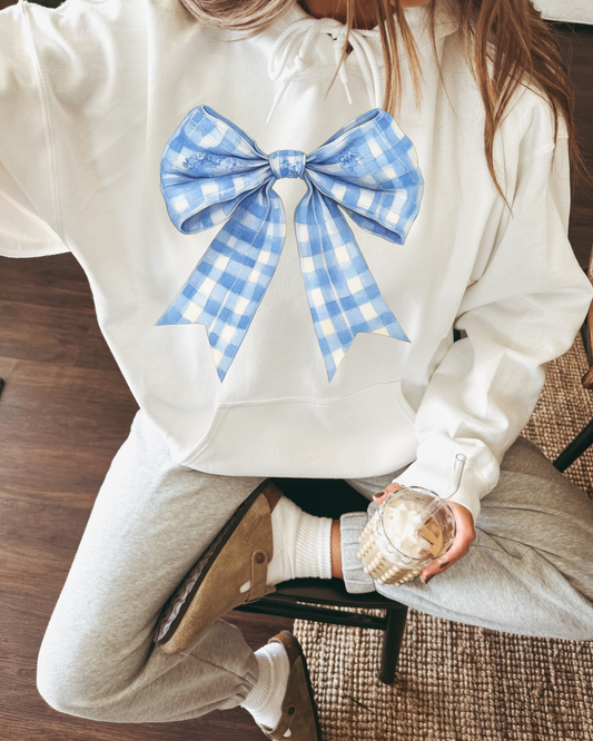 Blue Checkered Bow