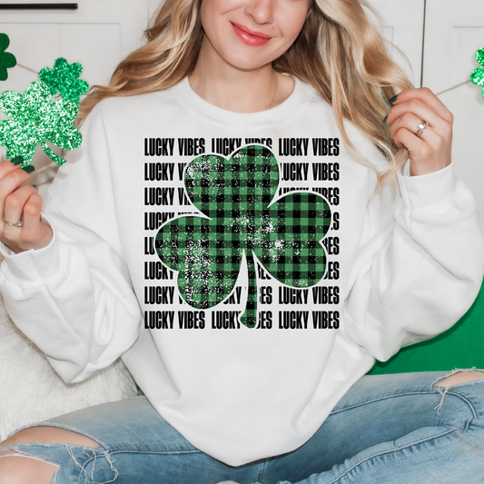 Lucky Vibes Shamrock Green Plaid