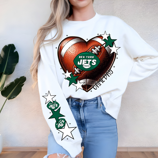 New York Jets Heart Shaped Football-Chest