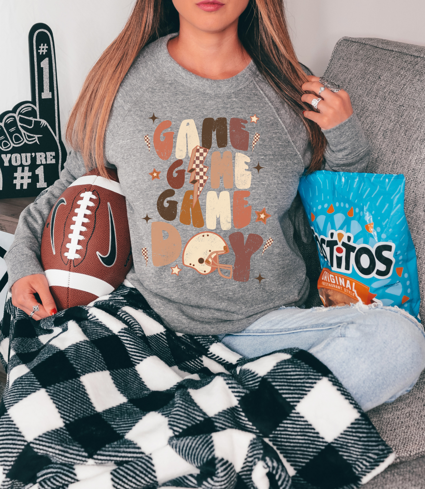 Game day with football helmet and sparkle