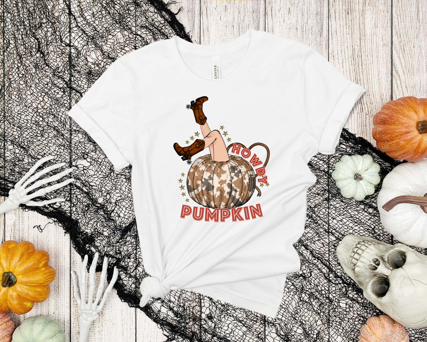 Howdy pumpkin with gold stars