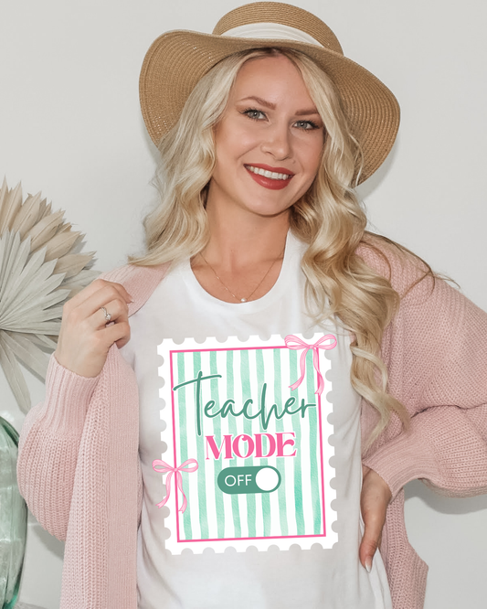 TEACHER MODE OFF STRIPES & WHITE OUTLINE