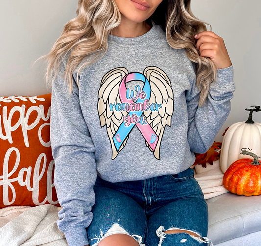 We Remember You Footprint Ribbon/Angel Wings