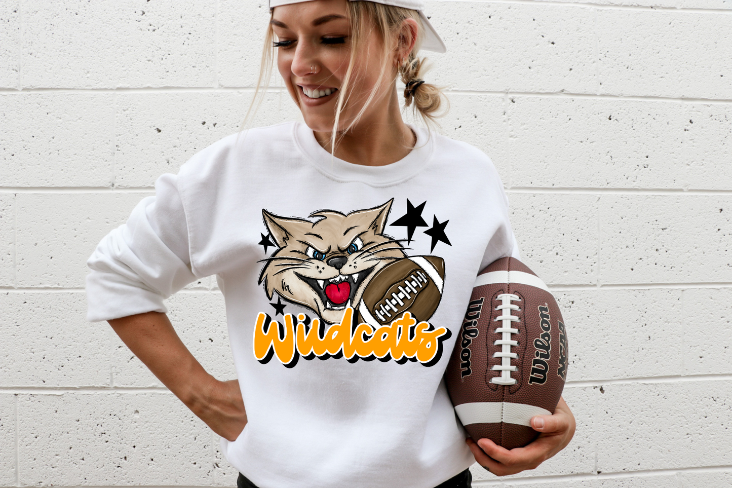 Yellow Wildcats Mascot Football