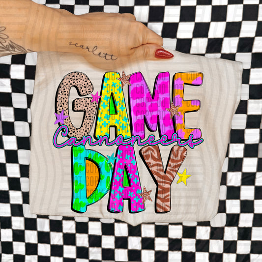 GAME DAY CANNONEERS COLORFUL CHEETAH ZEBRA STARS