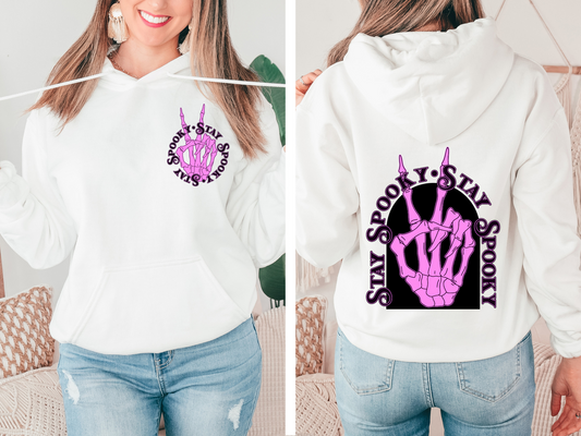 Stay spooky circular, pink-front