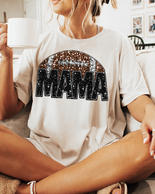 Mama Black Glitter Football