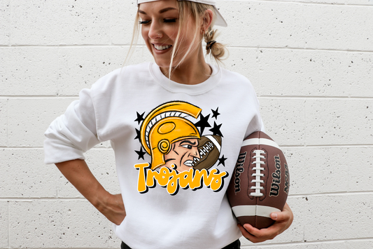 Yellow Trojans with mascot