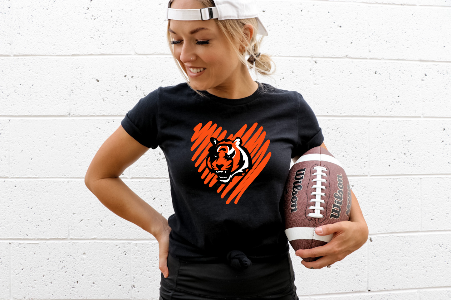 Orange heart with Bengal's mascot