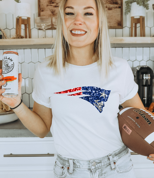 New England Patriots logo - faux sequin