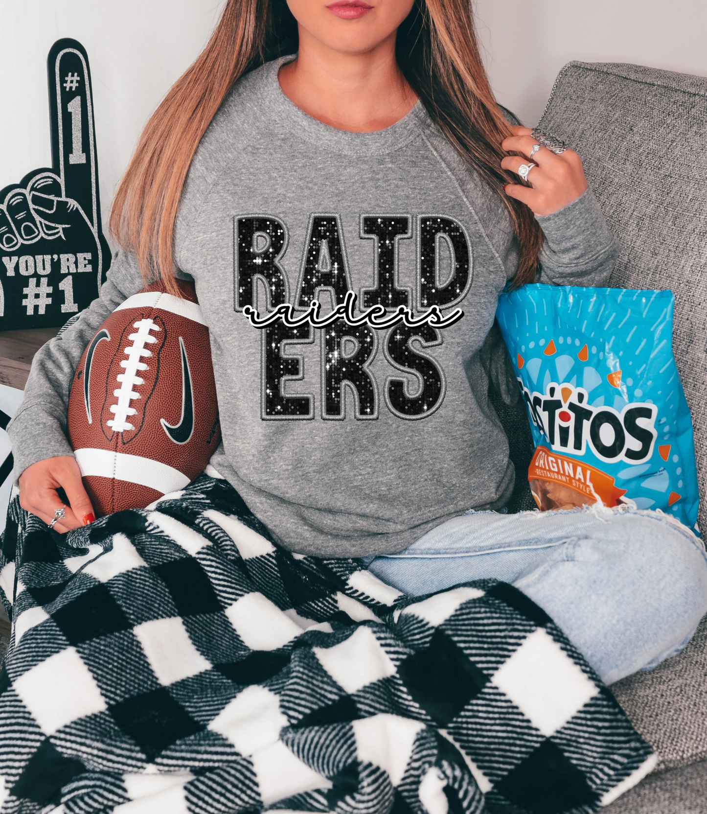Raiders, black - faux sequin