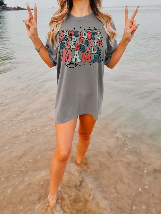 Somebody's loud mouth baseball mama-black sparkle