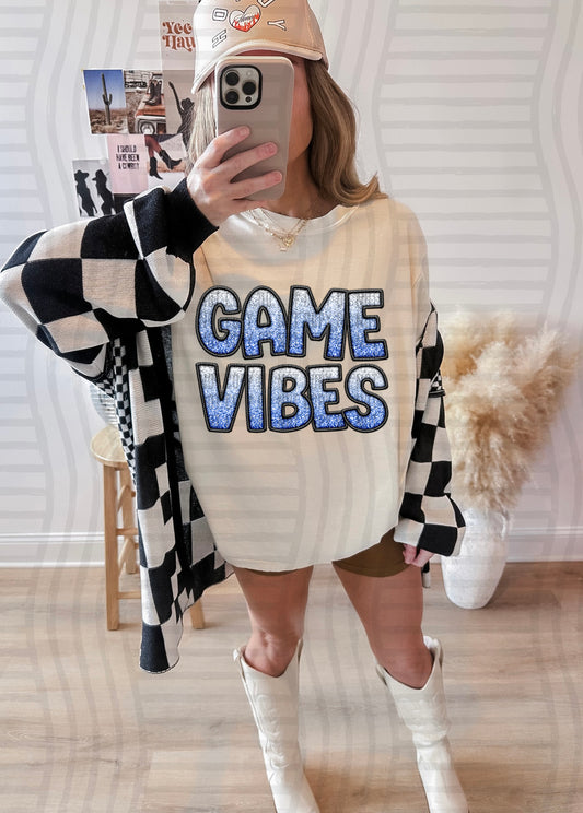 GAME VIBES ROYAL FAUX GLITTER