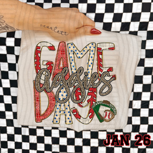 BASEBALL GAME DAY CHEETAH AGGIES
