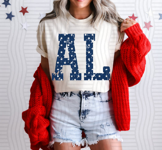 AL BLUE WITH STARS & DISTRESSED