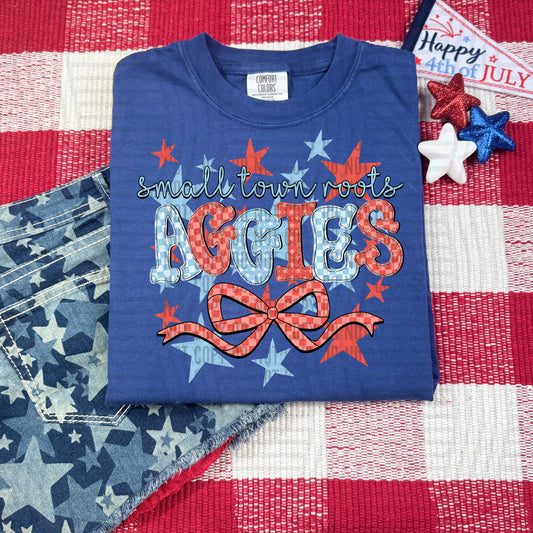 SMALL TOWN ROOTS AGGIES RED WHITE & BLUE