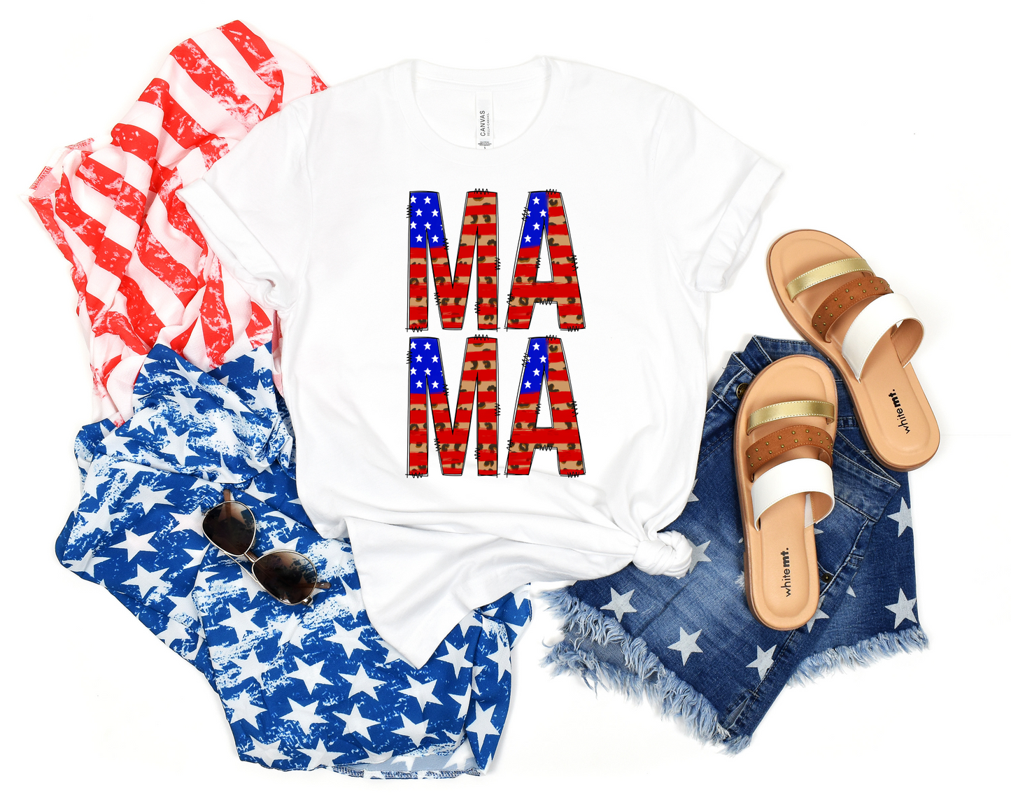 Mama Stacked Leopard Flag