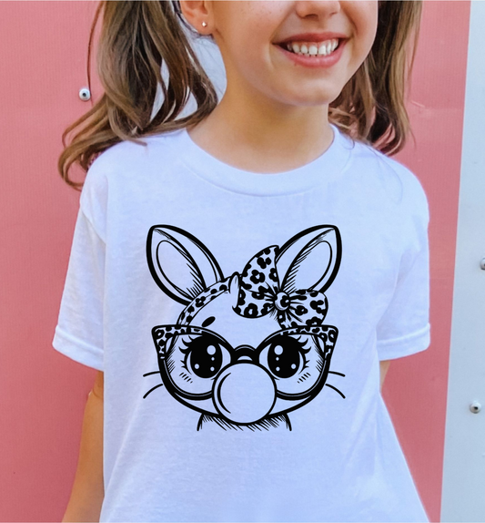 Bubble Gum Bunny BLACK/Leopard -DTF Transfer