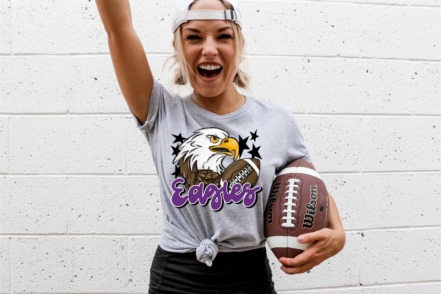 Eagles with mascot- purple letters