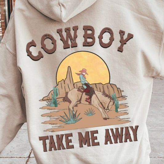 Cowboy Take Me Away Desert Sunset-DTF Transfer