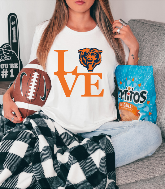 Love with Chicago bears mascot - orange letters