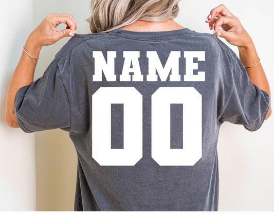 Personalized Varsity Font Name & Number - WHITE