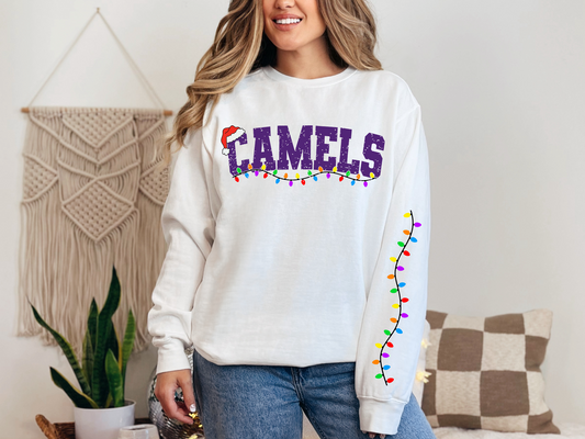 Distressed Camels Christmas Lights Santa Hat - CHEST ONLY