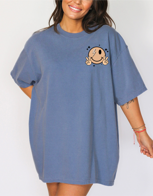 Tan smiley with black sparkle