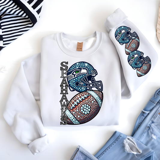 Diamond Studded Football - Seahawks - SLEEVE
