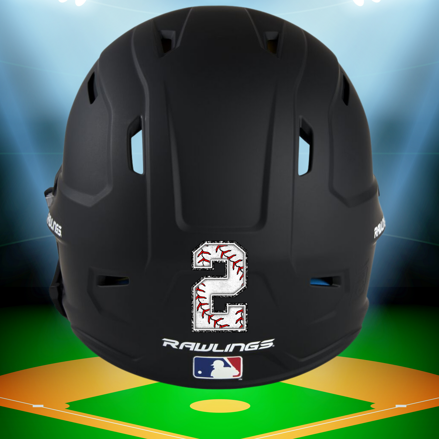 Personalized Chenille Number UV DTF Sport Helmet Decal