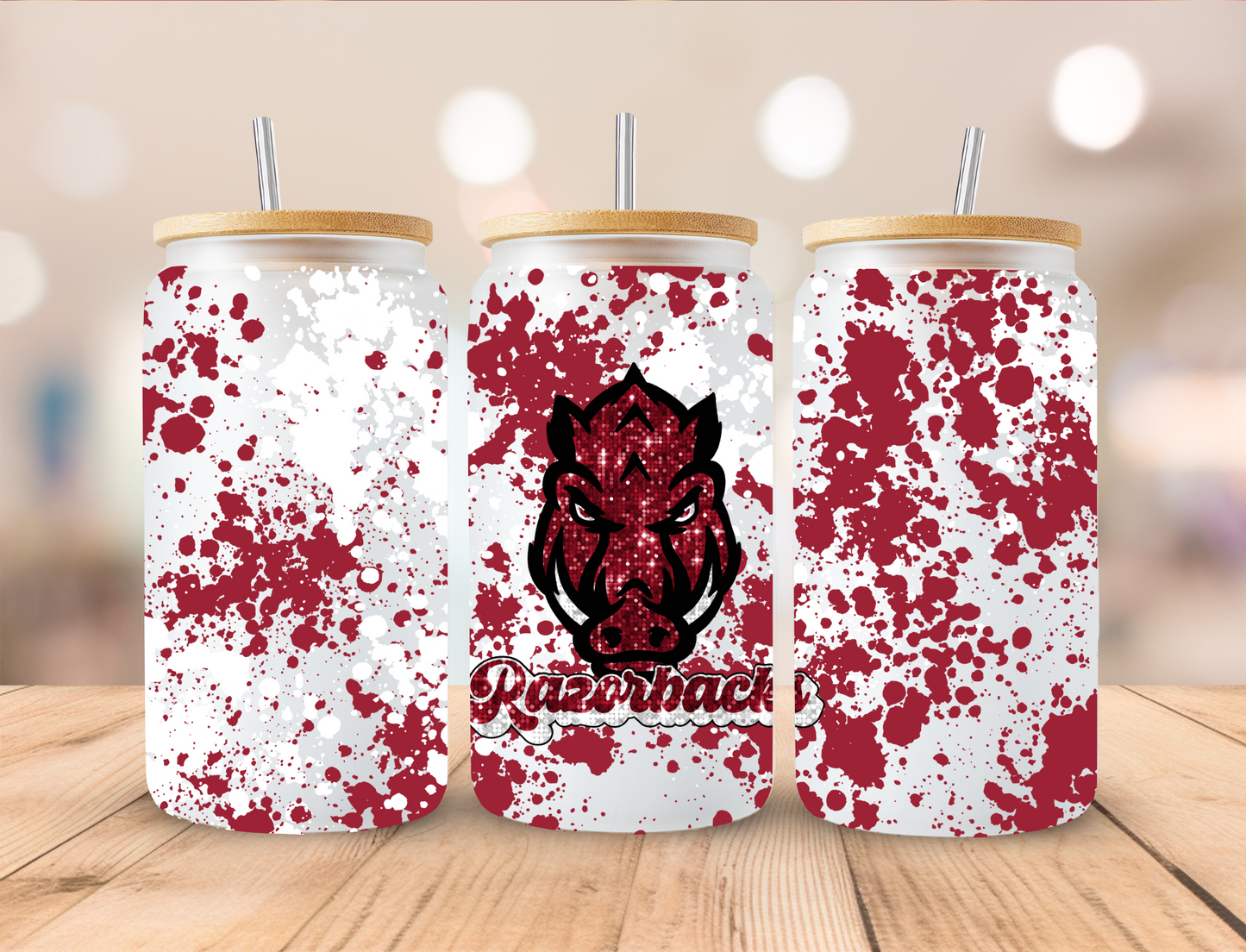 Razorbacks Faux Sequin Splatter - UV Libby Wrap