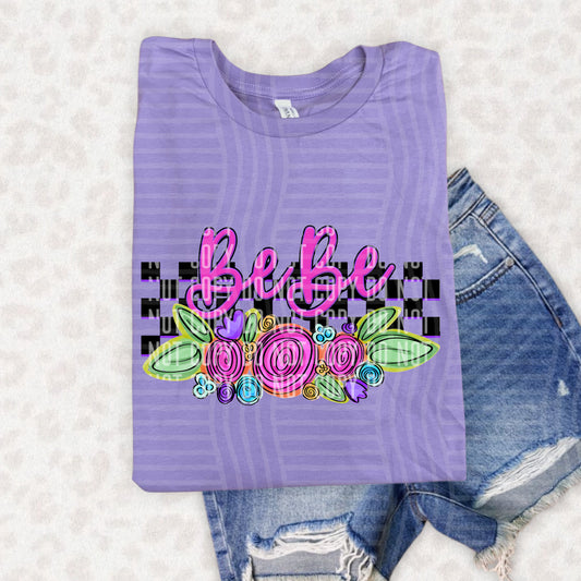 BEBE CHECKERS FLOWERS